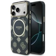 Guess IML Peony Dot MagSafe Hülle für iPhone 17 Pro Max – Schwarz
