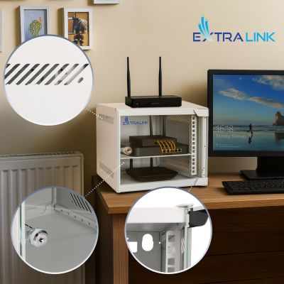 14. Extralink LITE 6U 10 280X310 Wandmontage-Rackgehäuse Grau