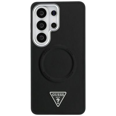 3. Guess MagSafe-Hülle mit geprägtem Ring-Dreieck-Logo für Samsung Galaxy S26 Ultra – Schwarz