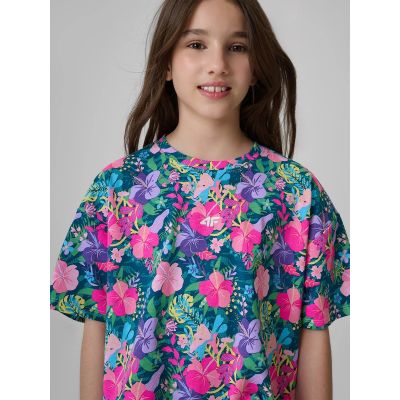 Mädchen-T-Shirt mit kastenförmigem Schnitt und Aufdruck 4F 4FJRAW26TTSHF4243-90A