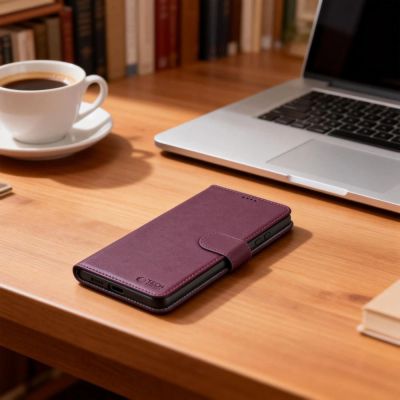 15. Tech-Protect Brieftaschenhülle für Samsung Galaxy A57 5G – Burgunderrot