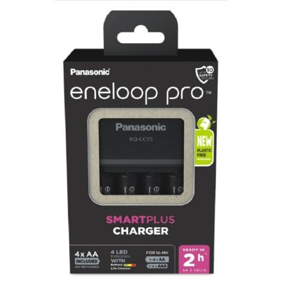 4. PANASONIC SMARTPLUS LADEGERÄT + 4x AA ENELOOP PRO 2500 mAh