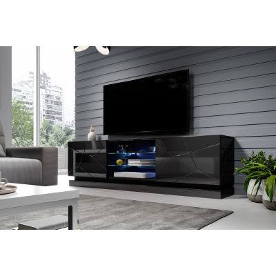 6. TV-Schrank QIU 200 MDF Hochglanz Schwarz/Hochglanz Schwarz