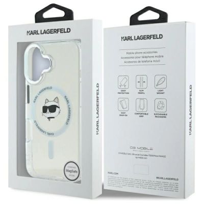 8. Karl Lagerfeld IML Metal Choupette Head MagSafe Hülle für iPhone 16 Plus – weiß