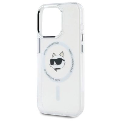 6. Karl Lagerfeld IML Metal Choupette Head MagSafe iPhone 15 Pro Hülle - Weiß