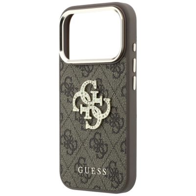 6. Guess 4G & Big Strass Logo Hülle für iPhone 17 Pro Max / 18 Pro Max - Braun