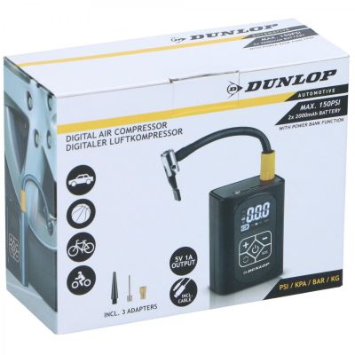 DUNLOP AUTOKOMPRESSOR 150 PSI DIGITALER KOMPRESSOR MIT POWERBANK-FUNKTION