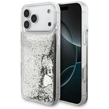 Guess Liq Hülle. Glitzeranhänger für iPhone 17 Pro Max – Silber
