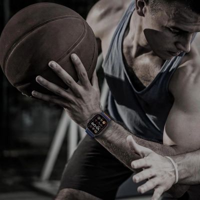 5. Tech-Protect Nylon-Verschluss für Apple Watch 44 / 45 / 46 / 49 mm - Marineblau