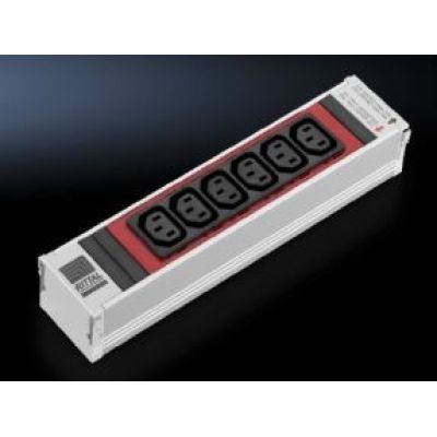 Rittal DK 7856.082 6-fach Steckdosenverteiler, Aluminium für den Innenbereich, Rot