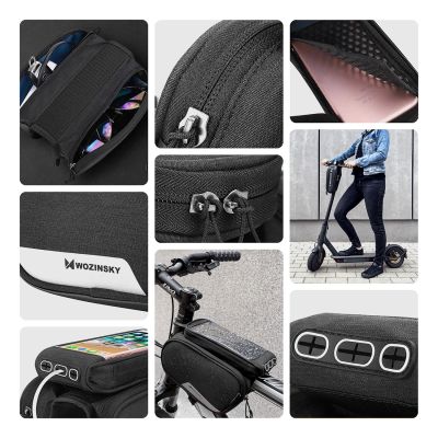 3. Wozinsky Rahmen Fahrradtasche + abnehmbare Handyhülle bis 6,5" 1,5l schwarz (WBB7BK)