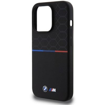 6. BMW M Silicone Pattern MagSafe Hülle für iPhone 15 Pro – Schwarz