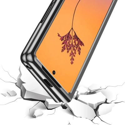 10. Plating Case Hülle für Samsung Galaxy Z Fold 4 Hülle mit metallischem Rahmen blau
