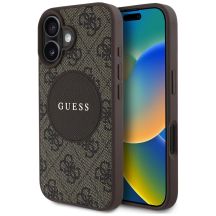 Guess 4G Circle Classic Logo MagSafe Hülle für iPhone 16 - Braun