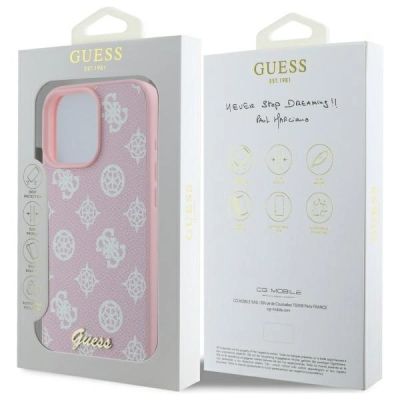 8. Guess Peony Script MagSafe-Hülle für iPhone 16 Pro Max – Rosa