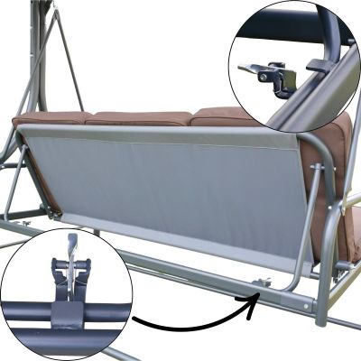 4. 3-Sitzer Gartenschaukel 194x120x173cm ZOSIA mit Polycarbonat-Dach