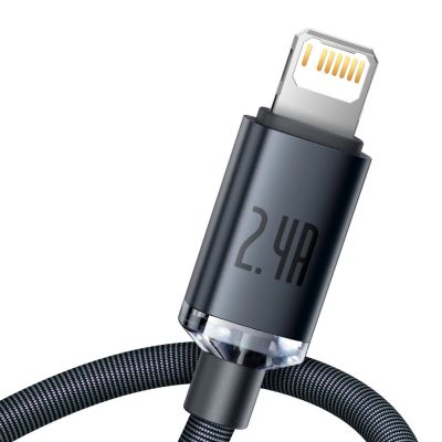 2. Baseus Crystal Shine Series Kabel USB-Kabel für schnelles Aufladen und Datenübertragung USB Typ A - Lightning 2.4A 2m schwarz (CAJY000101)