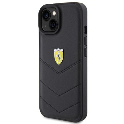 2. Ferrari Quilted Metal Logo-Hülle für iPhone 15 – Schwarz
