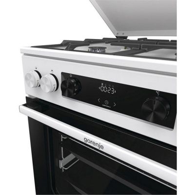 5. GORENJE GKS6C71WF Gas-Elektro-Herd 60 cm | Heißluftfrittieren | Extra Dampf | Auftauen | Weiß