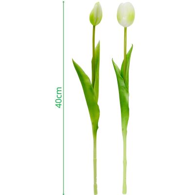 26. Strauß aus 5 weißen Tulpen, 39 cm, naturgetreue Frühlingsdekoration