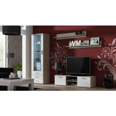 2. SOHO S1 Vitrine, Sonoma-Eiche/Hochglanzweiß