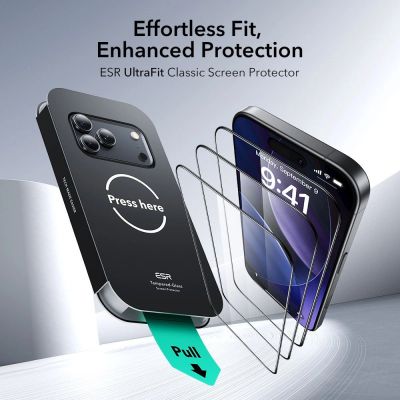 2. ESR UltraFit Panzerglas 2er-Pack für iPhone 17 Pro Max - transparent