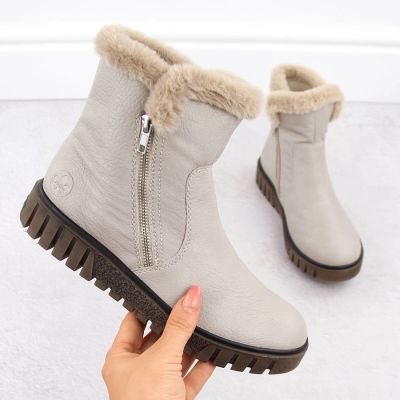 33. Damen-Stiefeletten mit Fellfutter, beige, Rieker Y3481-60
