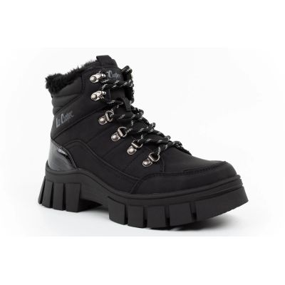 3. Lee Cooper Damen-Winterstiefel, schwarze gefütterte Stiefeletten