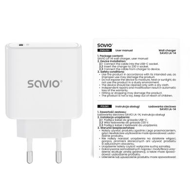 8. SAVIO LA-14 20W POWER DELIVERY 3.0 WANDLADEGERÄT, WEISS