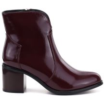 Damen-Ankle-Boots aus burgunderrotem Lackleder mit hohem Absatz, Modell M.Daszyński MR2337