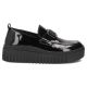 2. Damen-Plateaumokassins aus Leder, Lackleder, schwarz, Filippo DP8269