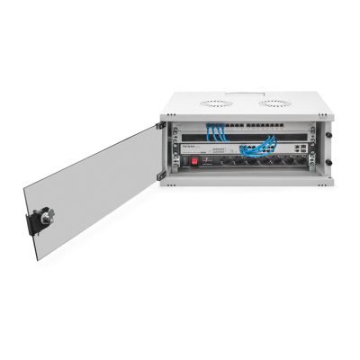 55. 19-Zoll-4HE-Wandnetzwerkschrank, SOHO 241 x 540 x 400 mm, Glastür, grau, unmontiert, 60 kg