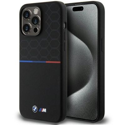 BMW M Silicone Pattern MagSafe Hülle für iPhone 15 Pro Max – Schwarz
