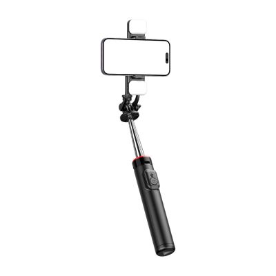 2. Selfie-Stick WC13YDS Teleskopstativ 1,3 m mit Doppellampe und Telefonhalter – Schwarz