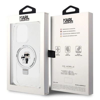 8. Karl Lagerfeld Ring Stand Karl&Choupette MagSafe Hülle für iPhone 13 Pro Max – weiß