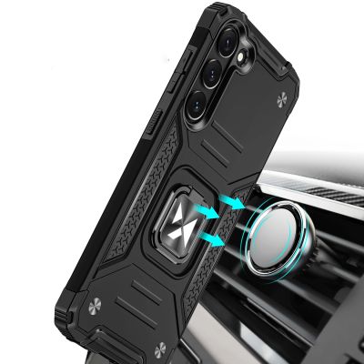 6. Wozinsky Ring Armor Hülle für Samsung Galaxy S23 gepanzerte Hülle magnetischer Haltering schwarz