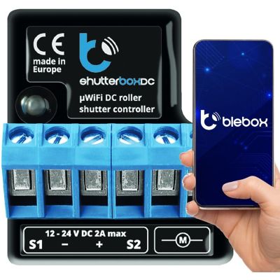 BLEBOX shutterBoxDC v2 WiFi I/O-Modul, 2x Binäreingänge, 2x Relaisausgänge, 230 V