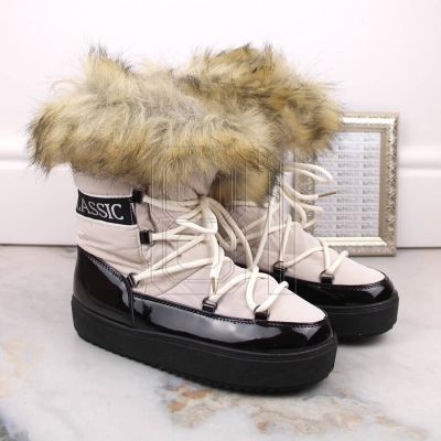 2. Plateau-Schneestiefel mit Schnürung und Fell Vinceza W JAN262 beige