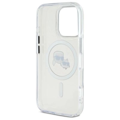 7. Karl Lagerfeld IML Metal Karl&Choupette Head MagSafe Hülle für iPhone 16 Pro Max - Weiß