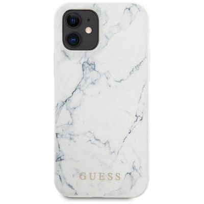 6. Guess Marble Case für iPhone 12 mini 5,4" - Weiß