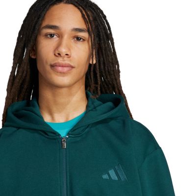 11. Herren adidas ALL SZN Fleece-Sweatshirt mit durchgehendem Reißverschluss Grün JX5101