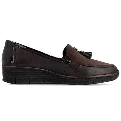 2. Rieker 53771-25 Damen-Keilschuhe aus Leder, bequemes Braun