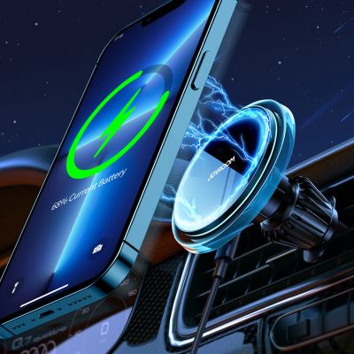 7. Joyroom Autotelefonhalter mit 15W Qi-Induktionsladegerät (MagSafe-kompatibel) für Lüftungsschlitze, Silber (JR-ZS291)