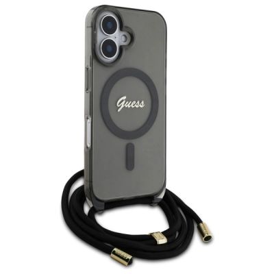3. Guess Crossbody Cord Script MagSafe Hülle für iPhone 16 – Schwarz