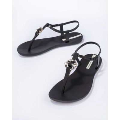 4. Ipanema Sandal Class Damen Flip-Flop Sandalen modisch Schwarz mit Gold