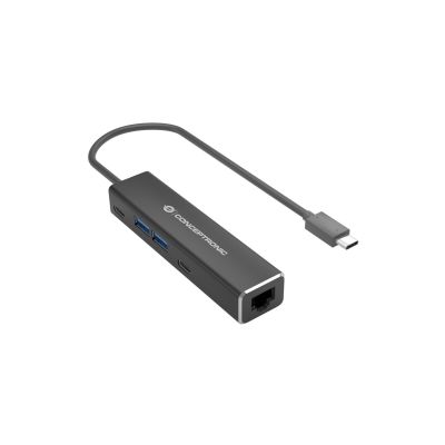 Conceptronic ABBY13B Dockingstation, kabelgebunden, USB 3.2 Gen 1 (3.1 Gen 1), Typ-C, Grau