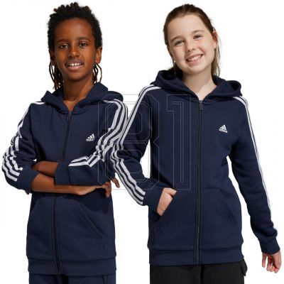 3. adidas Essentials 3-Streifen Fleece-Hoodie mit durchgehendem Reißverschluss Jr IC0600