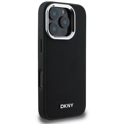 4. DKNY Plain Silver Logo MagSafe-Hülle für iPhone 16 Pro Max – Schwarz