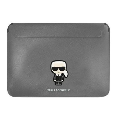 Karl Lagerfeld Saffiano Ikonik Karl Tasche für einen 13-14" Laptop – Silber