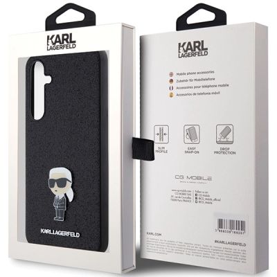 8. Karl Lagerfeld Fixed Glitter Ikonik Logo Metal Pin Hülle für Samsung Galaxy A55 – Schwarz